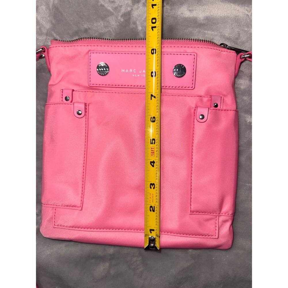 Marc Jacobs Preppy‎ Nylon Natasha Crossbody Bag Neon Pink Silver Hardware Small - Picture 6 of 10